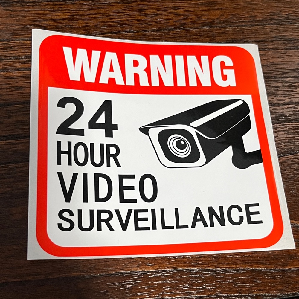 New $2 Add-On Security Sticker Red and Black Surveillance Warning Label